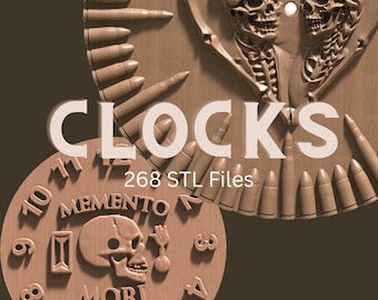 268 Clock STL Bundle for CNC Router & 3D Printing | Wall Clock Designs