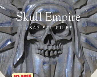 Skull Empire STL Pack – 347 Skull Head Case Reliefs STL Files for CNC & 3D Printing