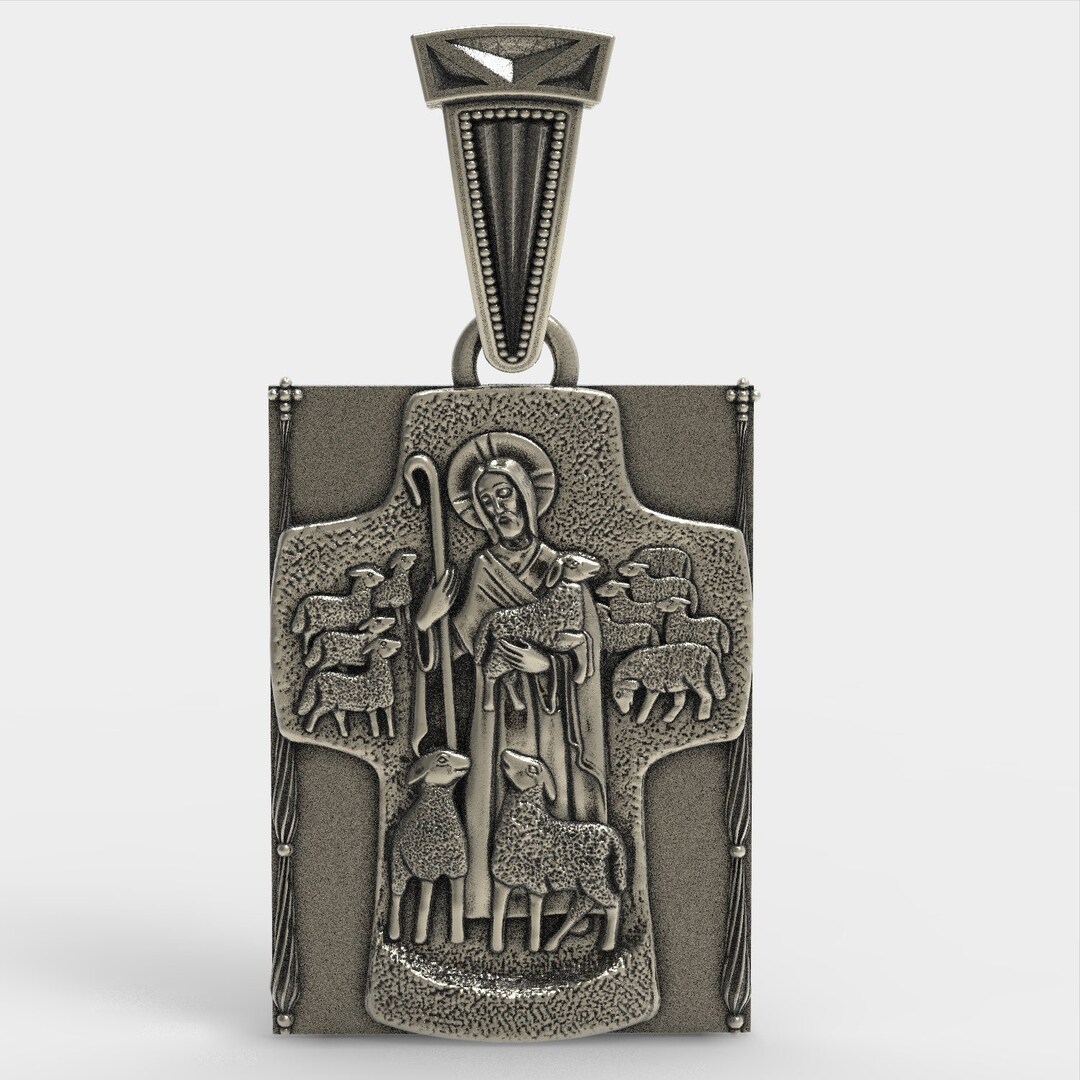 Christ the Good Shepherd Pendant Sterling Silver 925 Jesus Christ Cross ...