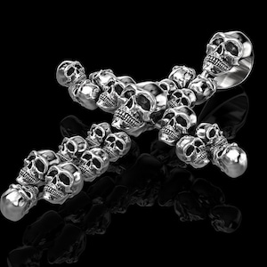 Pendant skull cross necklace men sterling silver gothic jewellery