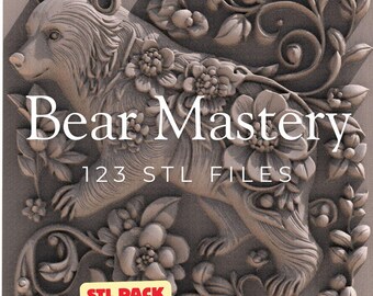Ultimate Bear STL Files Bundle – 123 Detailed 3D Models for CNC and Printing