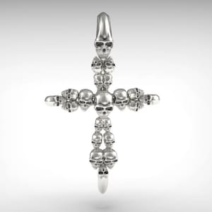 Pendant skull cross necklace men sterling silver gothic jewellery