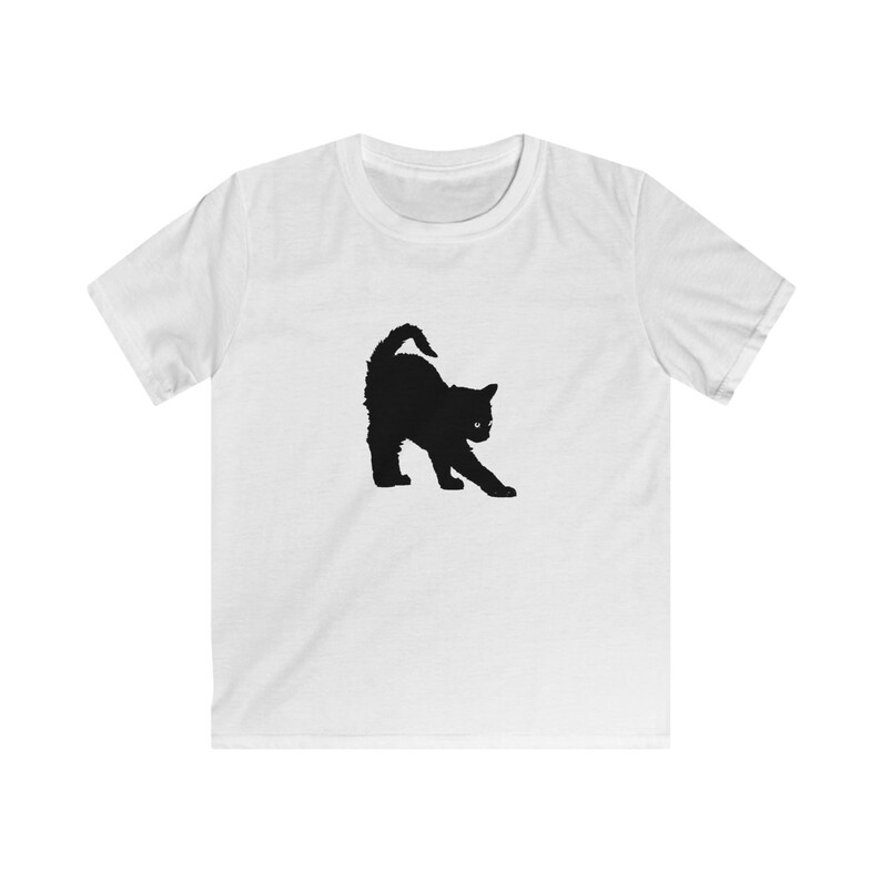 Cat Stretching Graphic Baby Tee, Vintage Tshirt, Halloween Tshirts, Womens Fitted Tshirts, Black Cat, Cat Mom Present, Animal Lover Gifts image 3