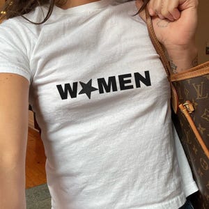 Women Baby Tee, Star Graphic Tshirt, Womens Fitted Tops, Printed shirt, Y2K Baby Tee Printed Tshirt, Gay Pride, Feminist, WLW, Lesbian, Fem