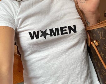 Women Baby Tee, Star Graphic Tshirt, Womens Fitted Tops, Printed shirt, Y2K Baby Tee Printed Tshirt, Gay Pride, Feminist, WLW, Lesbian, Fem