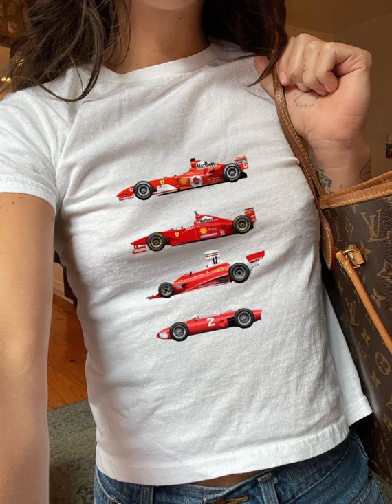 Formula 1 Baby Tee, F1 Racing Car T-shirt, Womens Fitted Tshirts, Y2K Perfect Gift for Car Lovers, Birthday Present, Racing Lovers Apparel