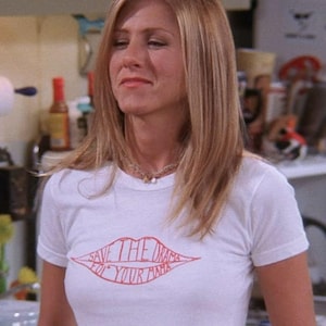 Save the Drama for Your Mama Baby Tee, Women&#39;s Y2K T-Shirts, Rachel Green Inspired Friends Top, Gifts for friends fans, Trendy Graphic Tee