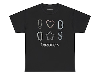 Carabiners Unisex Heavy Cotton Tee Unique Fun Funny Tshirts for men women wlw climbers gift ideas graphic print tshirts Christmas gift ideas