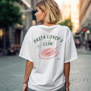 Pasta Lover Tshirt, Pasta Club, Foodie Shirt, Retro Girl Dinner Shirt, Unisex Graphic T-shirt, Italian, Funny Food Top, Gifts for Him, Her