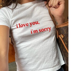 I Love You Baby Tee, Y2K Womens Fitted Tops, Gifts for Her, Custom Pop Culture, 90s Style, Concert T-shirts, Cute Coquette Shirts