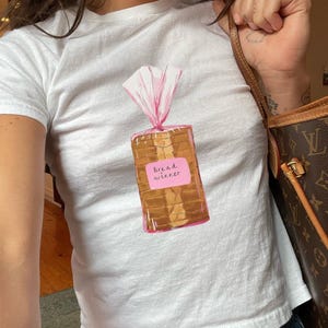 Breadwinner Graphic Baby Tee, Womens Fitted Tshirts, Retro Print Tops, Y2K Clothing, Feminist Tees, Feminism Tees, Gift ideas, Unique Tops