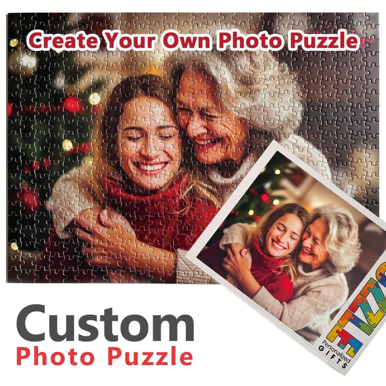Father's Day Gifts-Custom Photo Puzzle – Personalized Jigsaw Puzzle – Family Couple Pet Gift – Upload Your Photo – Multiple Sizes image 1