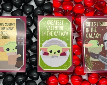Star Wars The Mandalorian Valentine’s Day Cards with Magnet and 5 Black Heart Bath Oil Beads