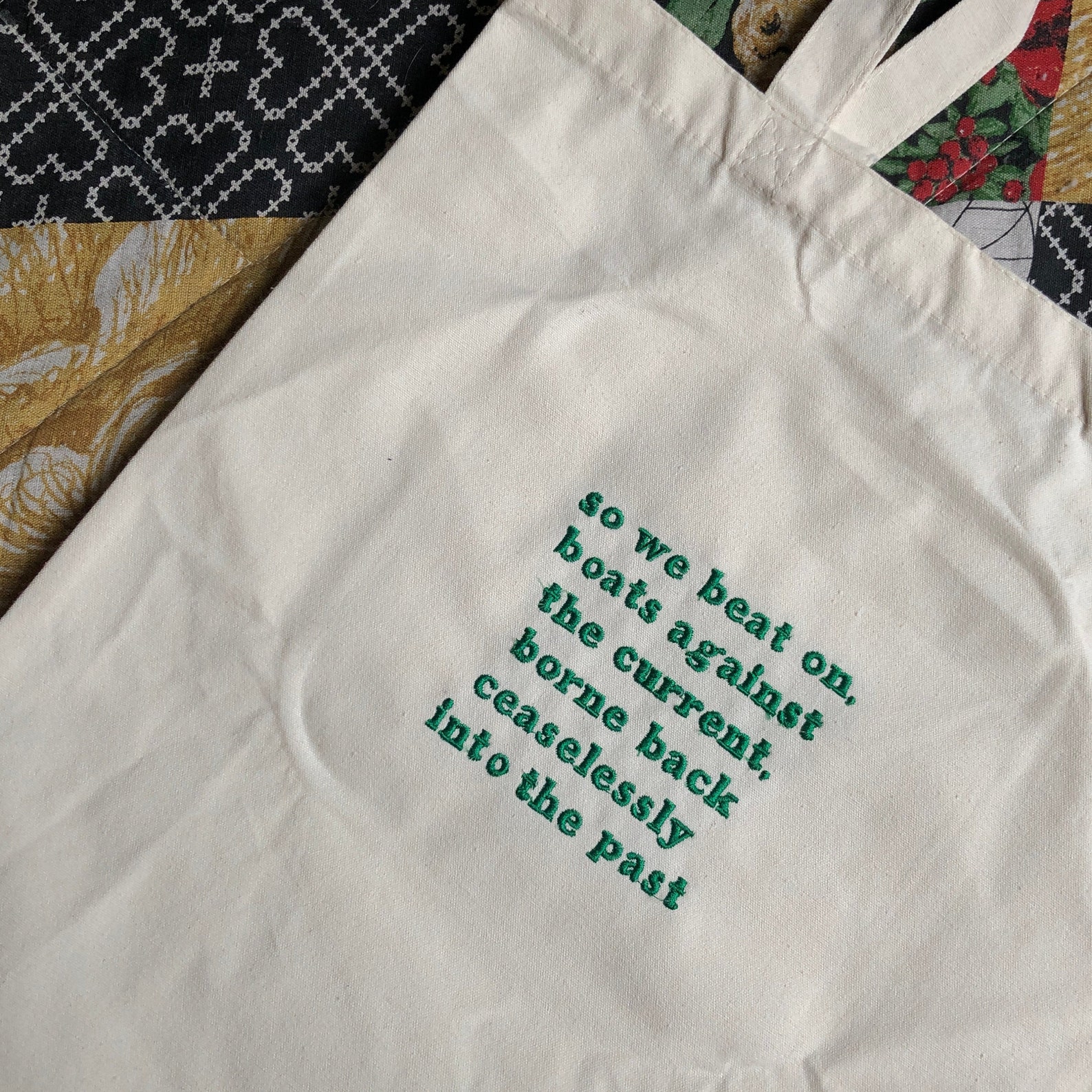 Tote Bags Custom Embroidered Phrase Quote Lyric Personalized Etsy