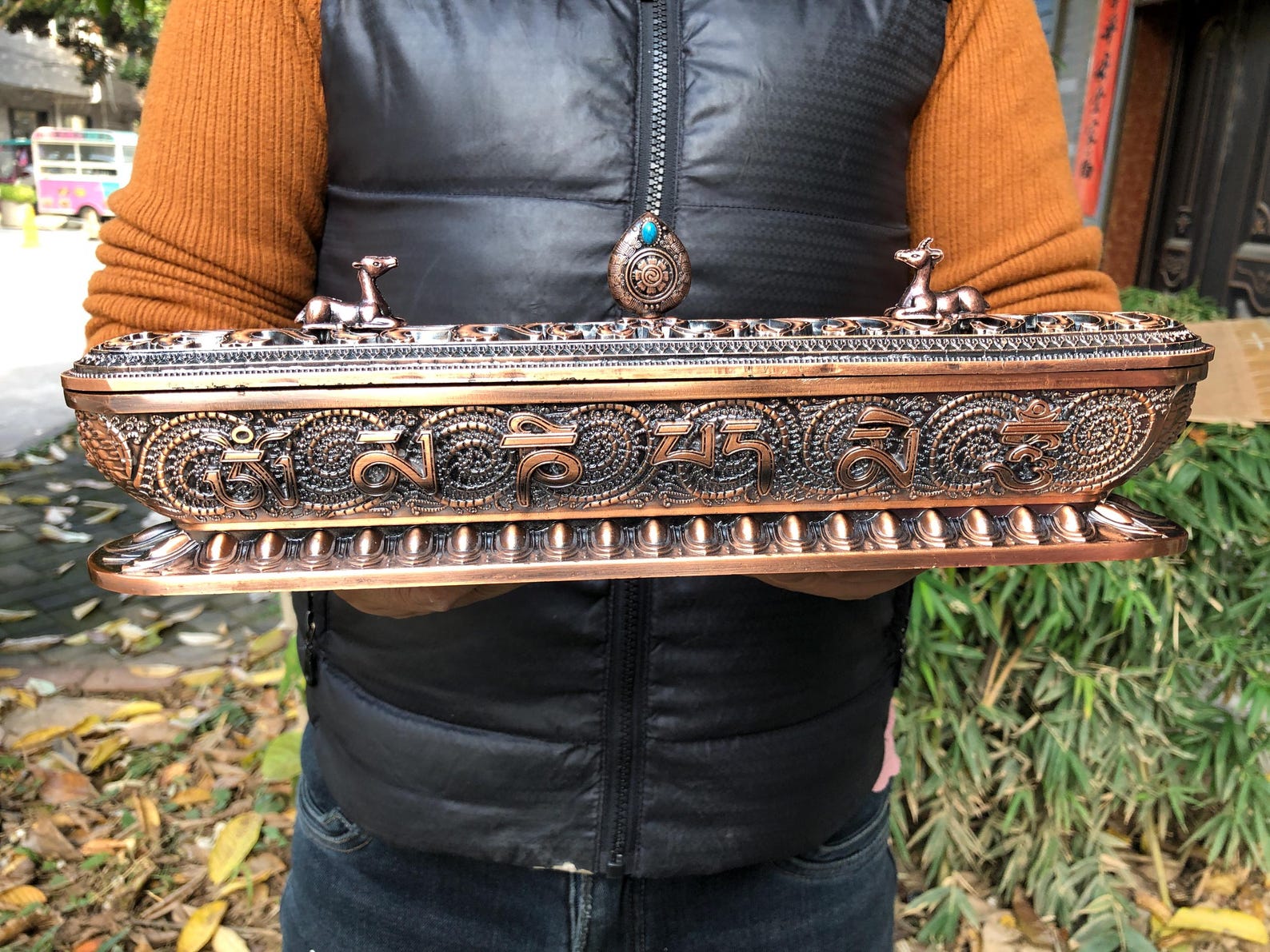 MC4272 Tibetan Nepal Horizontal Stick Incense Burner Six-character ...