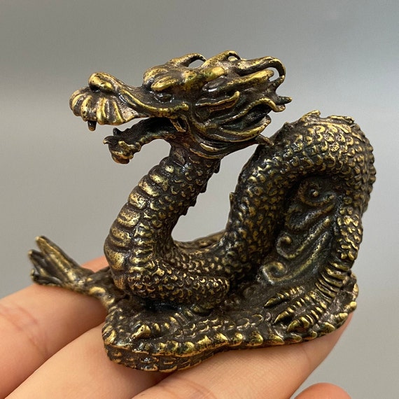 Brass Chinese Dragon Statue, Feng Shui Decor, Zodiac Sign