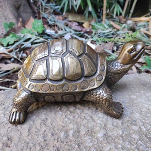 Big Antique copper brass turtle statue  Longevity tortoise figurine home decor desktop ornament garden Yard Statue Ornaments Bookends M12422