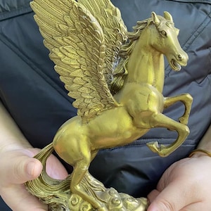 Vintage geflügelte Pferd Fliegen Pegasus Gott Griechische Mythologie Statue Skulptur Bronze Finish Messing Glück fliegende Flügel Galopp Pferd Kunst Figur A047