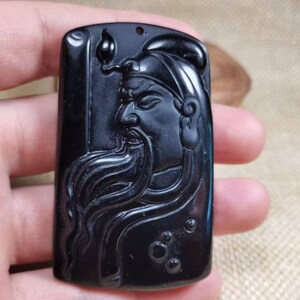 Mh1161 Exquiste Obsidian Hollow Out hand Carved guanyu Statue Amulet Pendants Natural Perfect Carved Grade A Hand carved for Men and Women