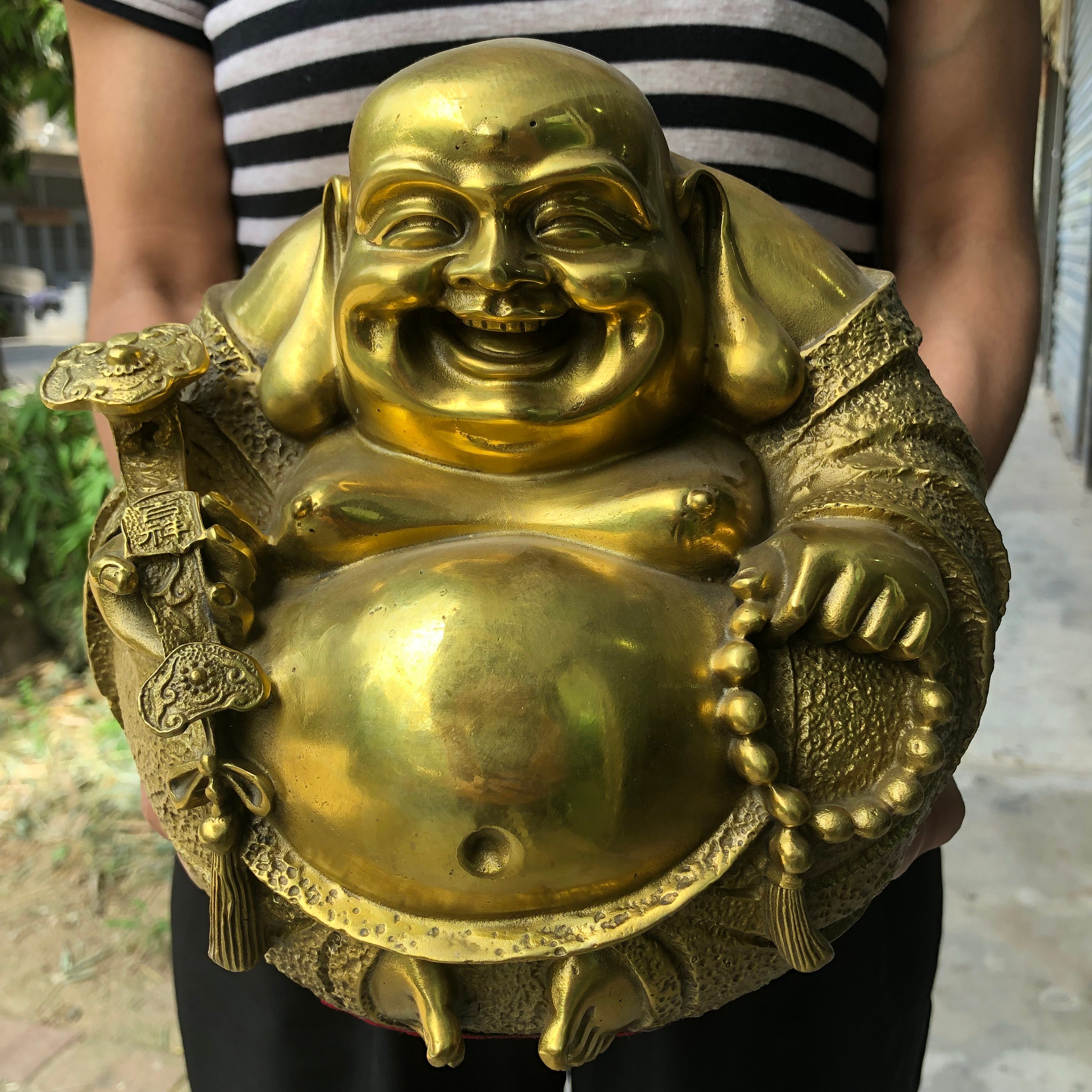 銅製 仏像黄金袋弥勒仏仏像 めでたい如意 楽観仏 工芸品 置物 銅製 仏像黄金袋弥勒仏仏像 めでたい如意 楽観仏 工芸品 置物