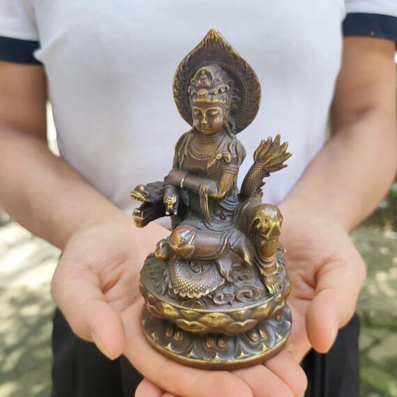 ♥値下げ！　銅製　観音像　在銘　観音様　ブロンズ像　仏像　骨董　古玩 ♥古銅製中国明代観音像在銘観音様仏像骨董古玩