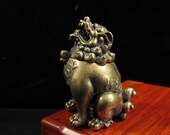 Incense holder Bronze Incense Burner Brass Candle holder, Chinese fou foo dog lion status, Tibetan sandalwood burner Fu Lions Feng Shui