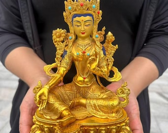 Tibet Nepal Handmade Exquisite bodhisattva tara statue buddhist praying Worship Idol Meditating Sculpture Eastern Enlightenment meditation