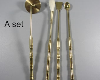 Incense lore suit, Tibetan bronze long handle incense suppressor,  Brass spatula spoon broom, incense tool set, Portfolio Removable MC490A1