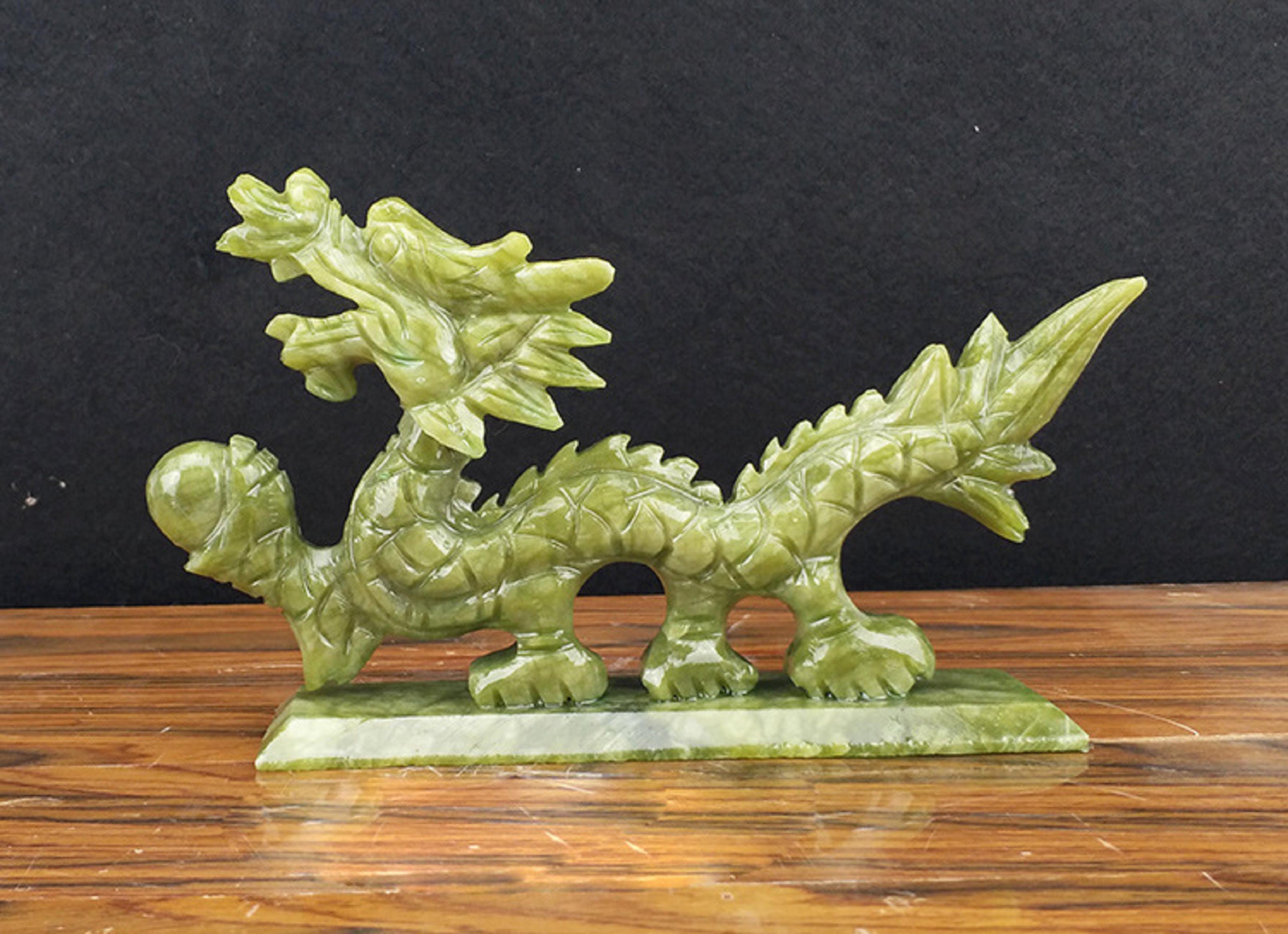 Natural jade Jade dragon statues Handmade handcarved Etsy