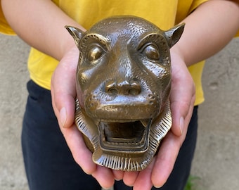 5.5&quot; Fengshui Copper Tiger head Statue, Animal Auspicious lucky Figurine, Zodiac Heads tiger bust, Feng Shui Goods, Book shelf, Money tiger