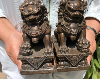 アンティーク銅製風水獅子福犬像：家の守り神 - Etsy 日本