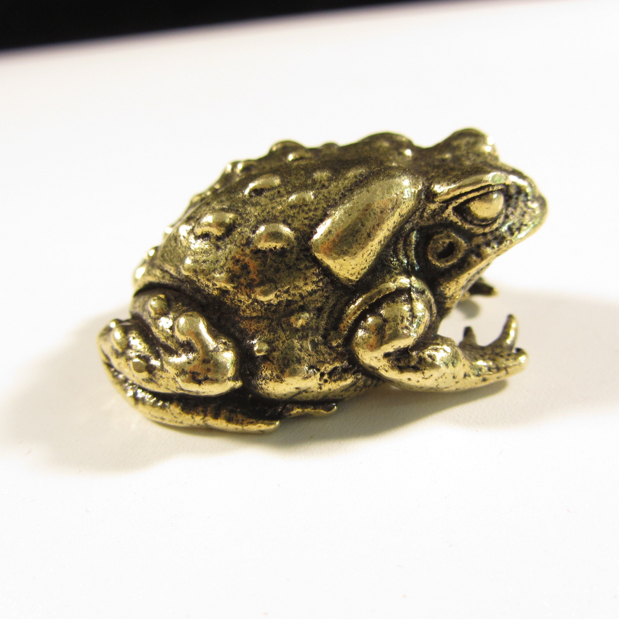 Antique Pure Brass Tortoise on Back of Frog Miniature Figurine Home Decor Gift