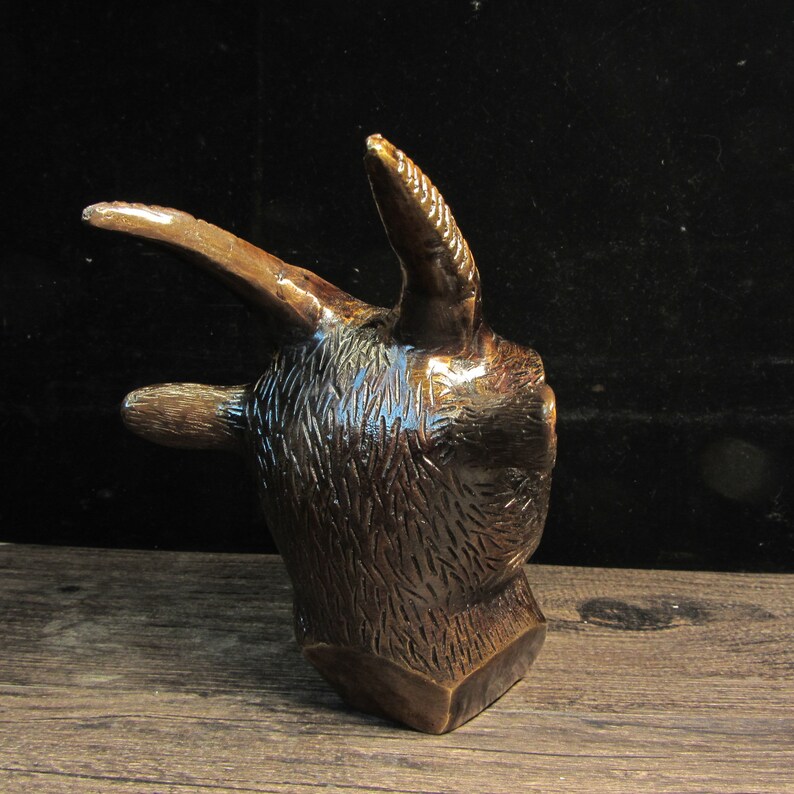 Vintage Copper Goat Head Statue Figurine Collection Huge Etsy