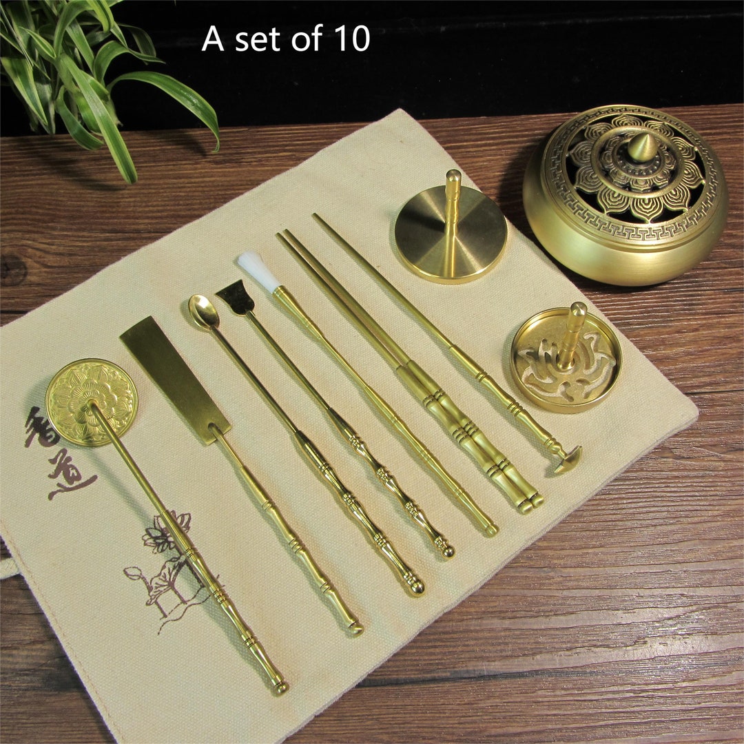 Set of 10 ,incense Lore Suit,tibetan Bronze Long Handle Incense