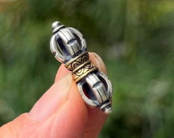 S925 Sterling Silver Tibetan Vajra Dorje Pendant, 5 Prong Buddhist Amulet, Himalayan Tantra Talisman, Meditation Spiritual Jewelry