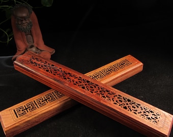 Wooden Incense Stick Holder, Ash Catcher Incense burner,Decoration Art, wood carving box, Vintage Wooden Joss Stick Flat Holder Zen MC224314