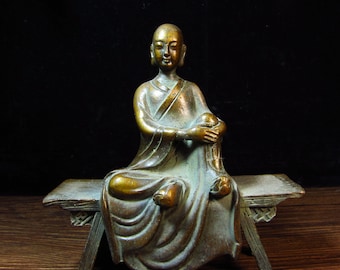 mt103 vintage latón antiguo Estatua de buda de cobre y escultura de meditación curativa Iluminación oriental Budismo meditación yoga decoración del hogar
