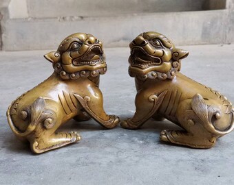 ヴィンテージ 銅鍍金風水動物貔貅獣富貴貅像 古代中国の銅製