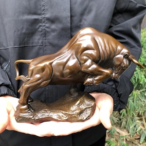 M836 Koppar Wall Street tjurstaty ornament vardagsrum hem skåp ornament hantverk Feng Shui te husdjur mässing lyckosam rikedom djur 6