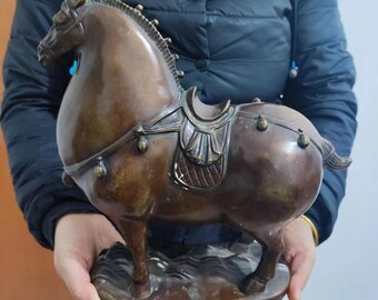 Exquisite Tang Bronze Horse Statue Collectable Table Decor Animal Figurine for Living Room cabinet Decorations business opening gift crafts