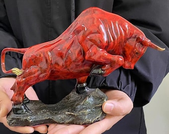 Copper Wall Street Bronze Bull Statue Fengshui cattle Sculpture wealth healthy Decor,Majestic Desk Furnishings  Gift Bull/Cow/Ox Figure