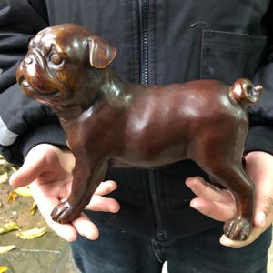 Figura de bulldog de cobre pintada a mano, modelo de simulación, estatua vintage de bulldog, coleccionable, decoración del hogar, escultura para patio, estatua de animal