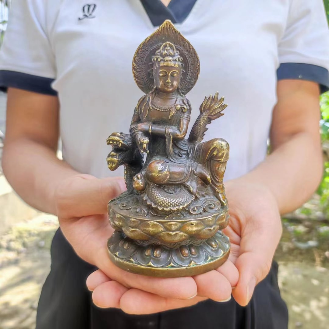 ヴィンテージ VTG 観音 観音様 精巧なブロンズ像 銅像 ブロンズ