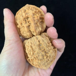 Par de bolas antiestresse chinesas de nogueira para exercícios de saúde, mãos, palma, costas e pés. Artefato portátil antigo de nogueira natural para aliviar o estresse.