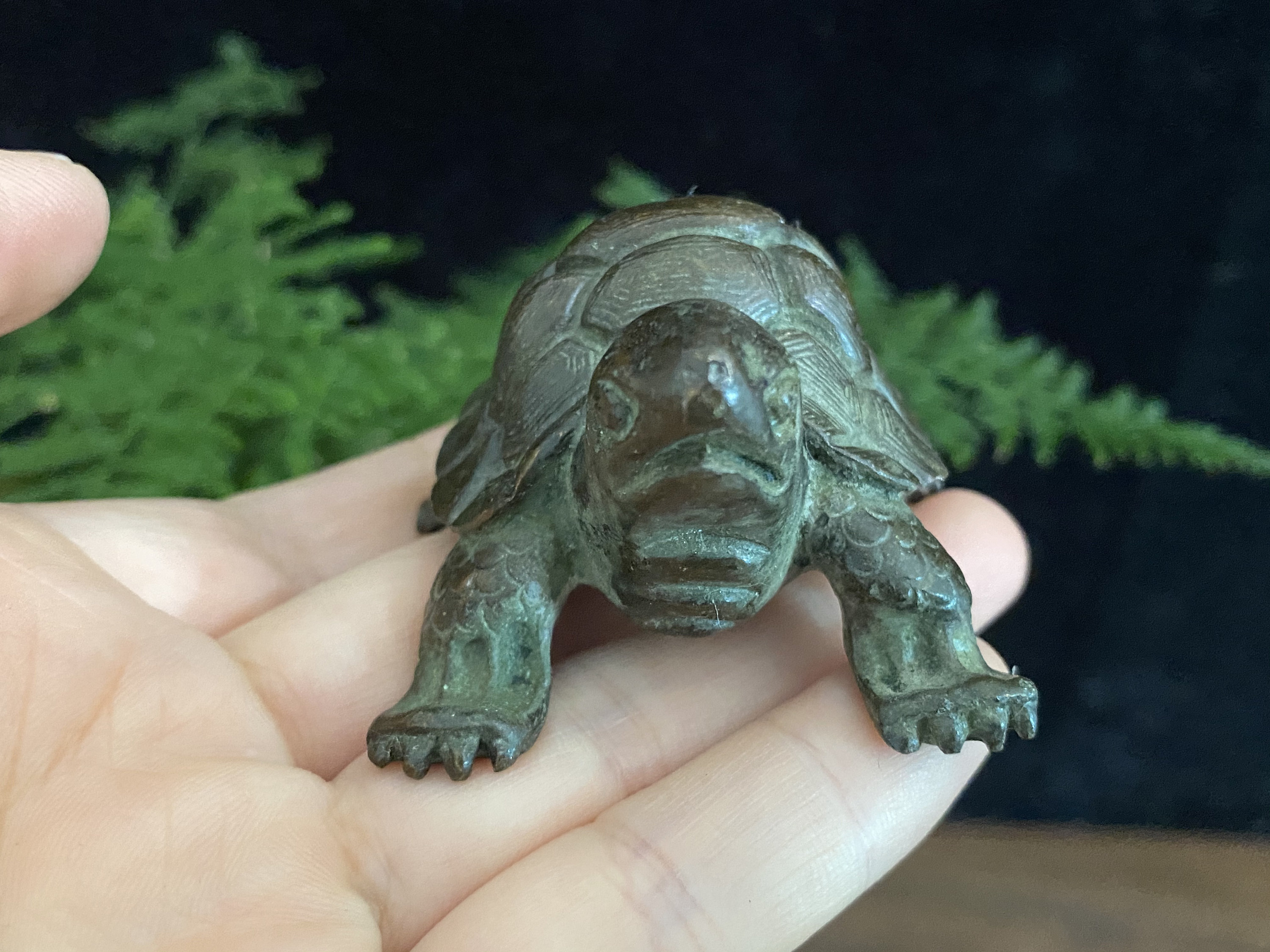 AMY3942 アンティーク 素敵な銅ブロンズ亀の置物 亀の像