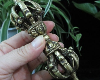 Tibetan Brass Dorje Phurpa Pestle, Vajra Exorcism FaQi Prayer, tibet amulet Esoteric Dorje Keychain Magic