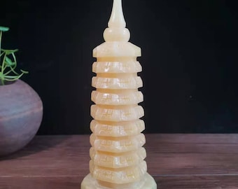 Yellow Jade Healing Tower Stone Reiki Meditation Energy Protection, Spirit Healing Yoga Aura Stone Tower Point Energy Balancing ideal Gift