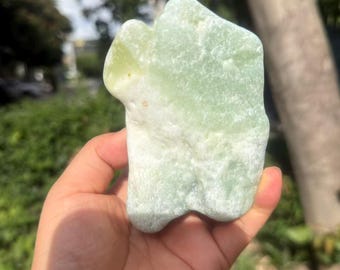 385 g Real Natural Green Jade Raw Stone Ore Specimen Feng shui lucky stone Meditation Metaphysical Gift Healing Crystals Genuine Nephrite