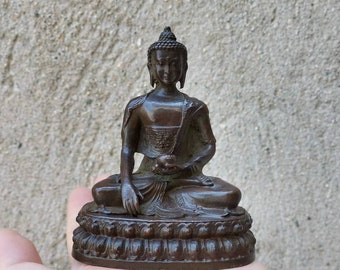 Mh025 Vintage Antiguo Cobre latón shakyamuni buda Estatua y Curación Meditación Escultura Iluminación Oriental Budismo meditación yoga