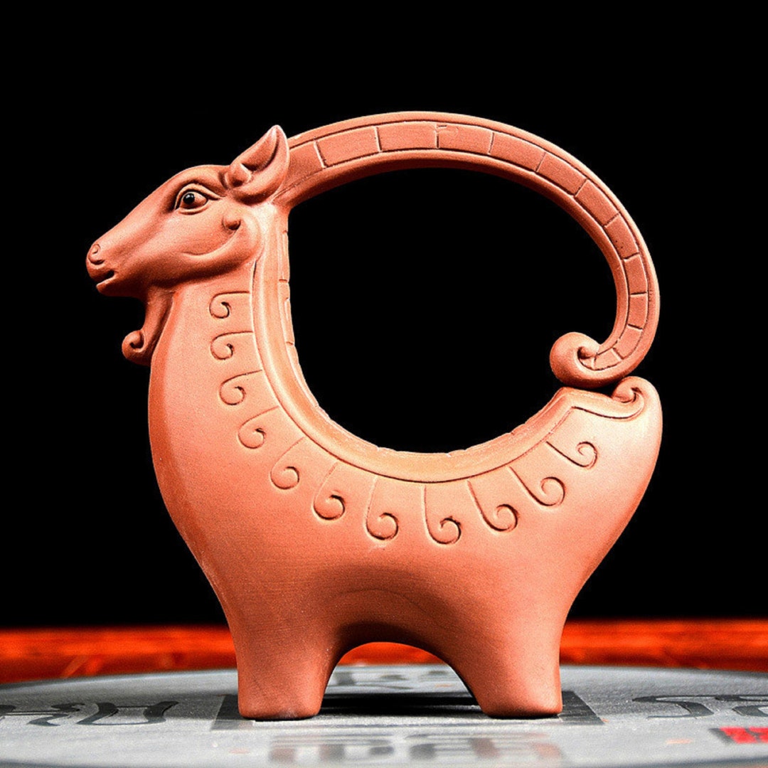 Tibet Tea Pet Ceramic Clay Pottery Ram Horn Statue Sheep Etsy